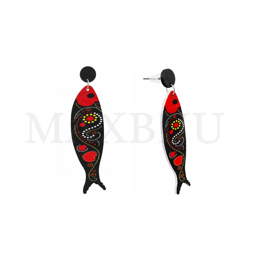 Wooden Earring – Fish 24x90mm.