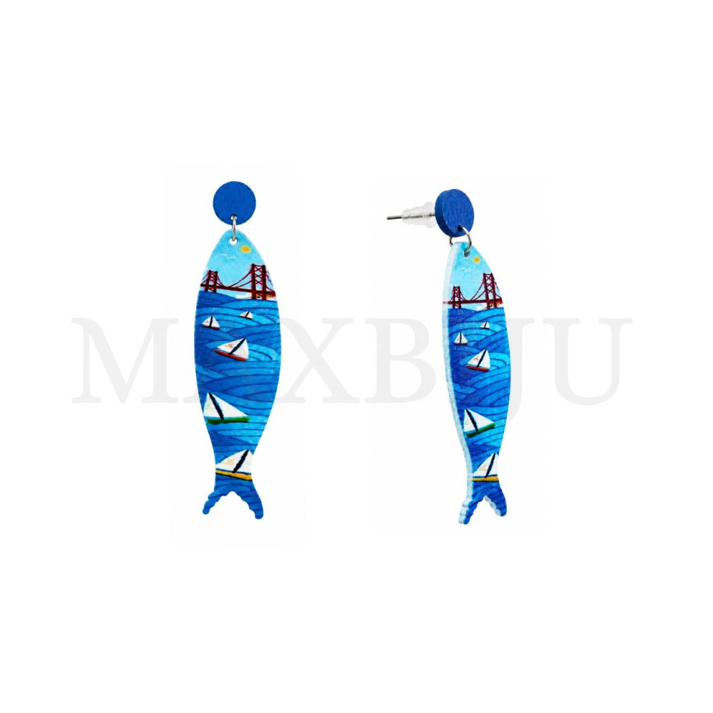 Wooden Earring – Fish 24x90mm.