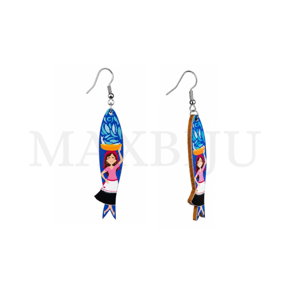 Wooden Earring – Fish 12x55mm.