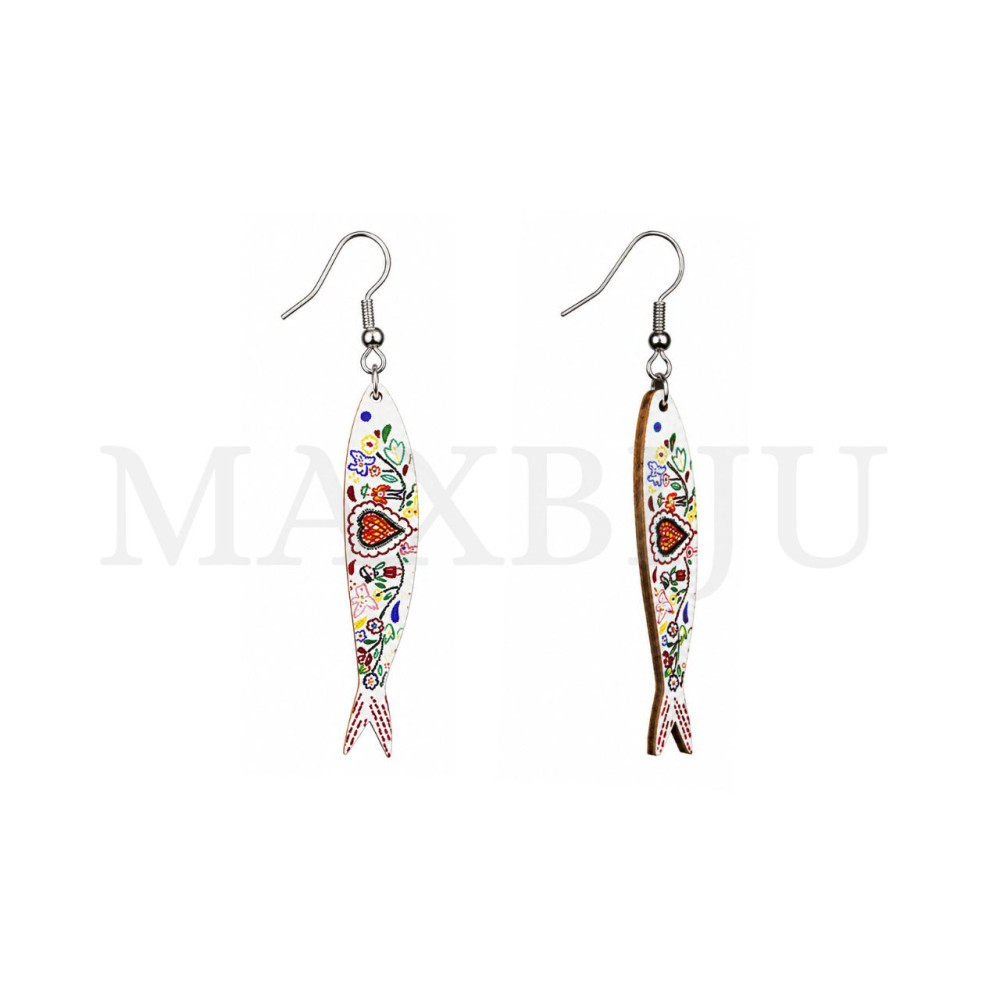 Wooden Earring – Fish 10x55mm.