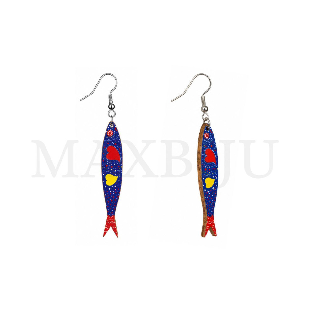 Wooden Earring – Fish 10x55mm.