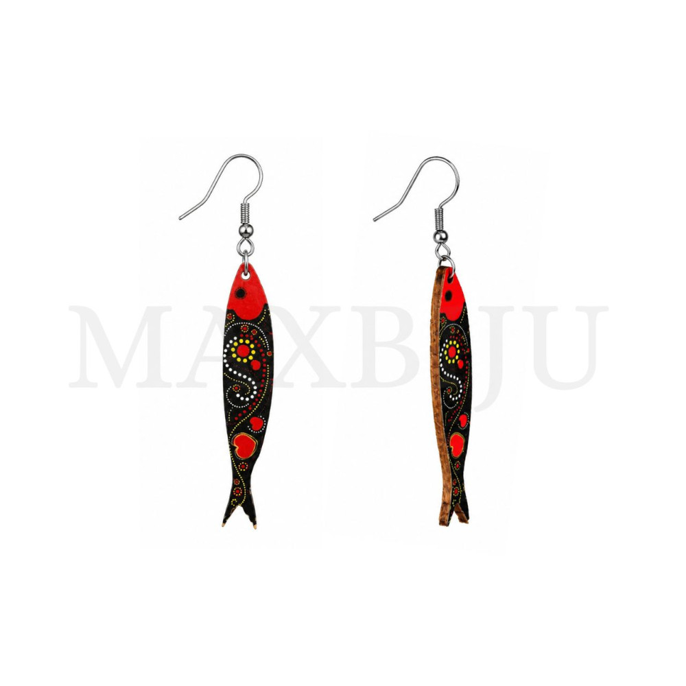 Wooden Earring – Fish 10x55mm.