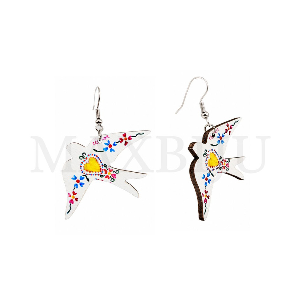 Wooden Earring – Bird 50x35mm.