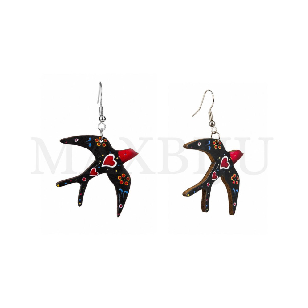 Wooden Earring – Bird 44x40mm.