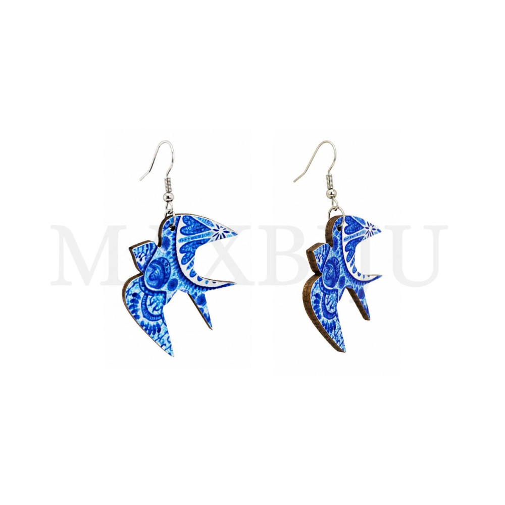 Wooden Earring – Bird 38x35mm.