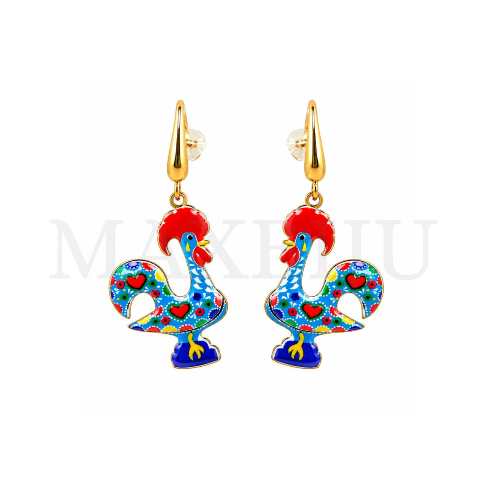 Stainless Steel Earring – Barcelos Rooster 17x23mm.