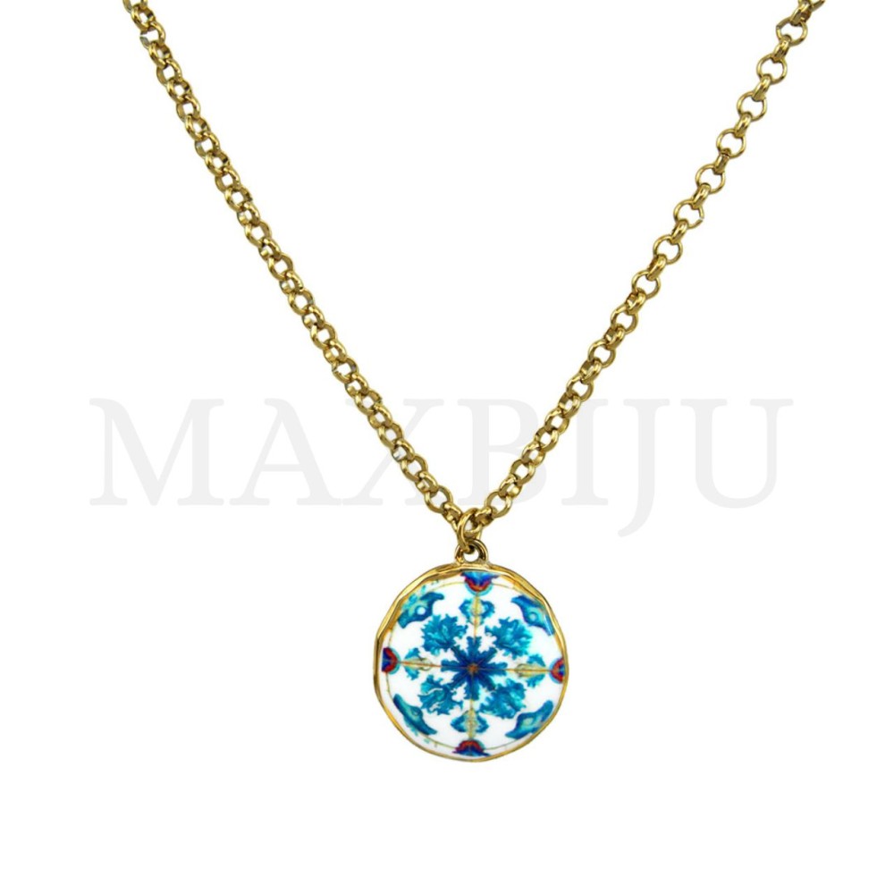Stainless Steel Portuguese Necklace -Portuguese Tile (45cm)
