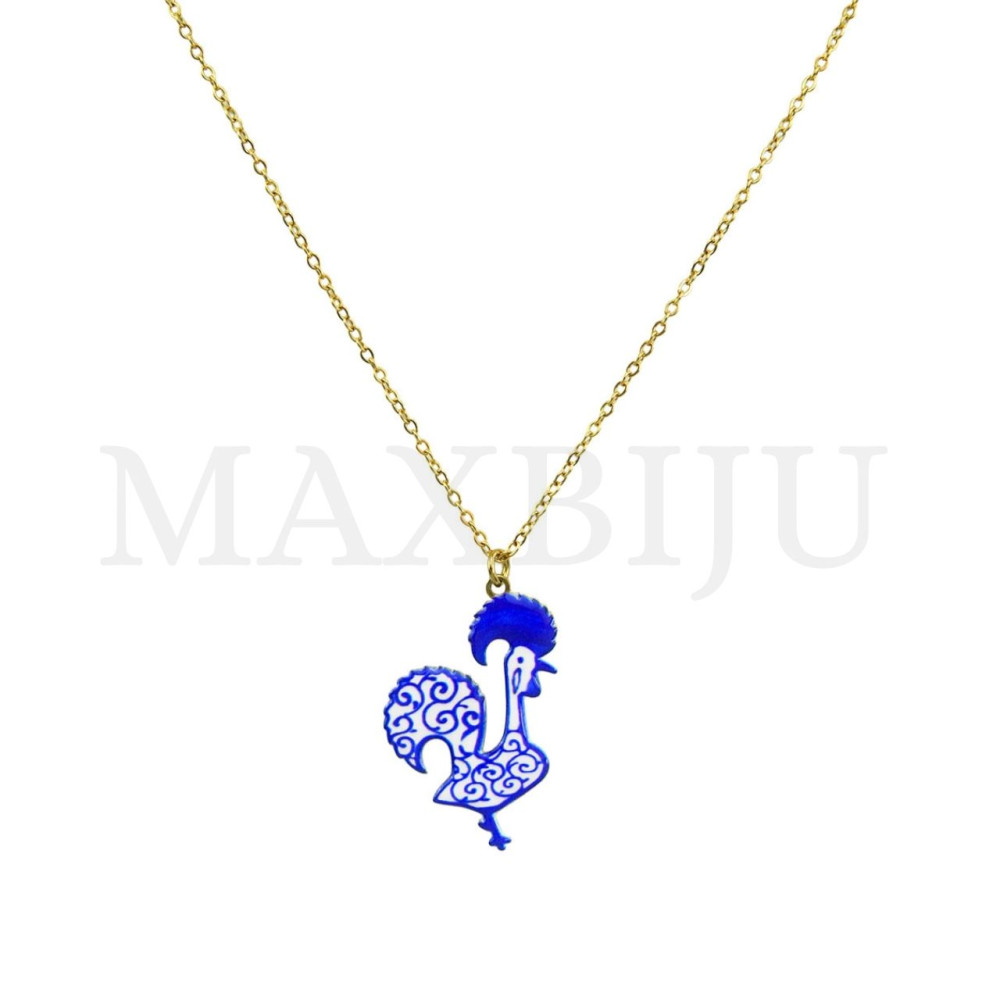 Portuguese Barcelos Rooster Stainless Steel Necklace 45cm.
