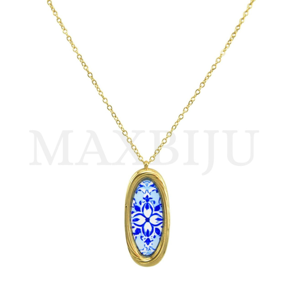 Stainless Steel Portuguese Necklace -Portuguese Tile (45cm)