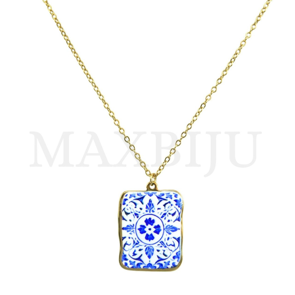 Stainless Steel Portuguese Necklace -Portuguese Tile (45cm)