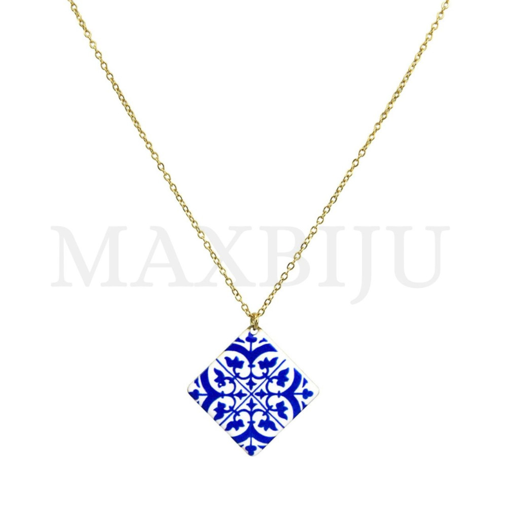 Stainless Steel Portuguese Necklace -Portuguese Tile (45cm)