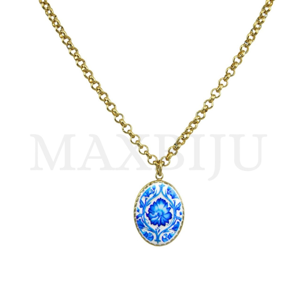 Stainless Steel Portuguese Necklace -Portuguese Tile (45cm)
