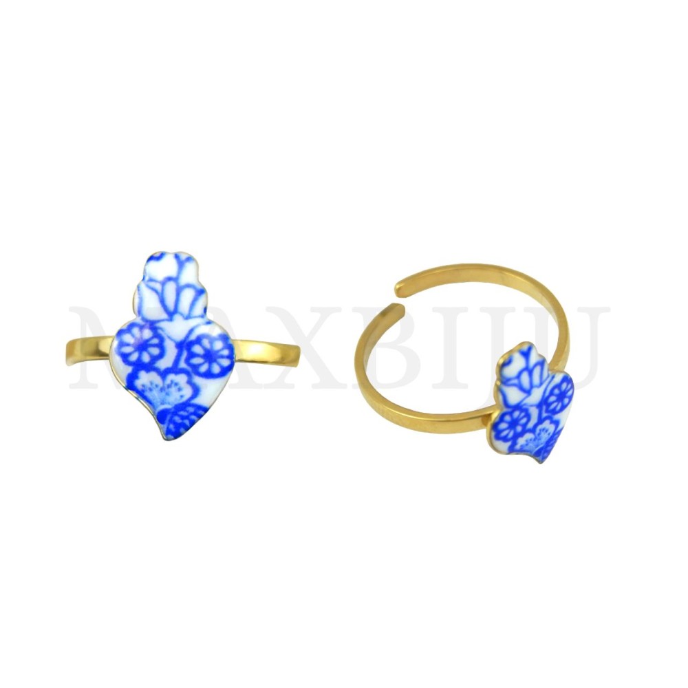 Adjustable Stainless Steel Ring – Viana Heart  10x15mm.