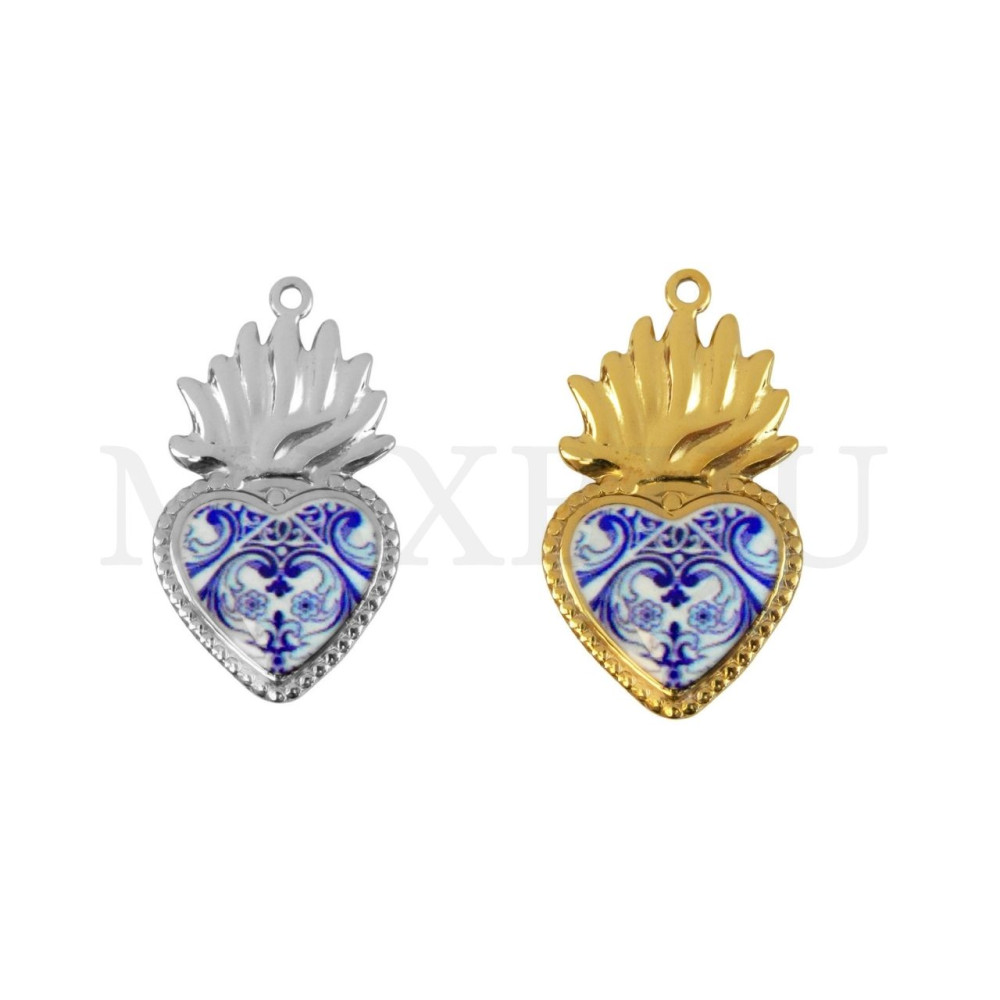 Stainless Steel Pendant - Viana Heart 22x48mm