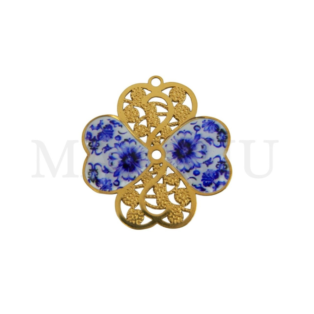 Stainless Steel Pendant – Portuguese Tile, 30x31mm
