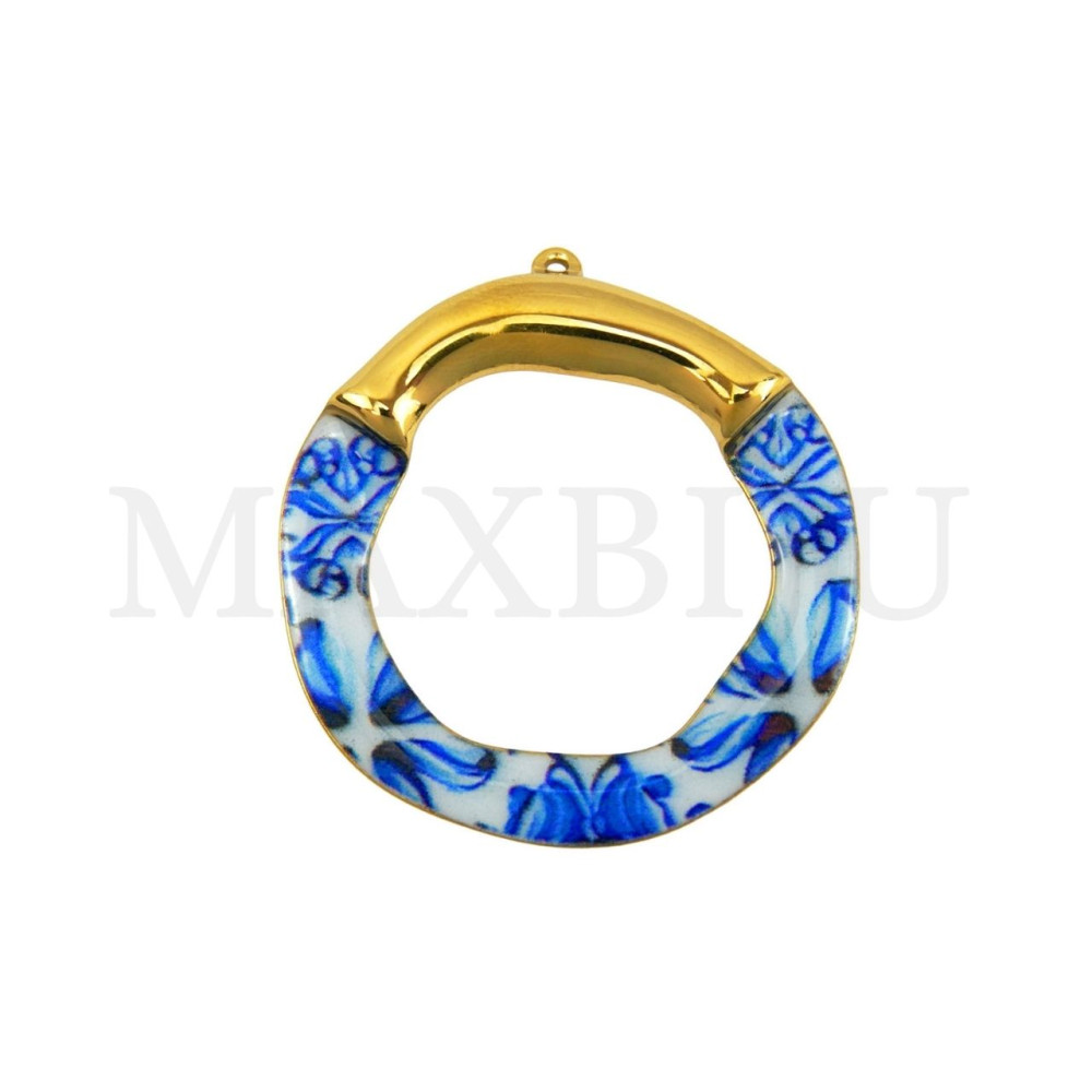 Stainless Steel Pendant - Portuguese Tile 38x41mm