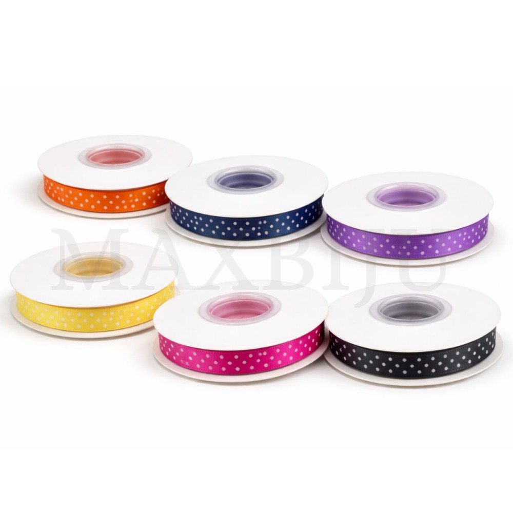 Satin Ribbon Roll with Polka Dots - 2.5CM