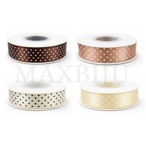 Satin Ribbon Roll with Polka Dots - 2.5CM