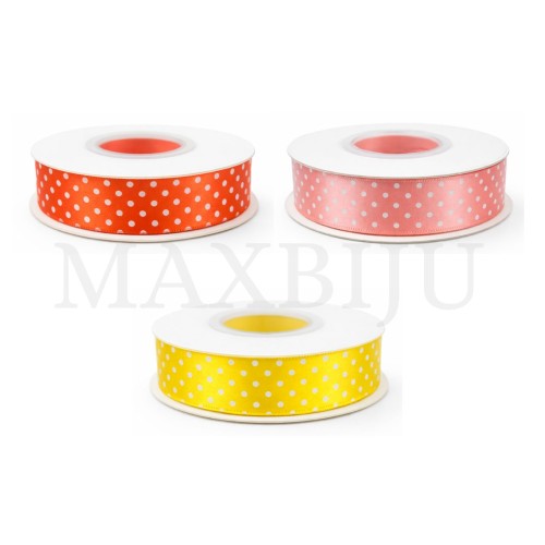 Satin Ribbon Roll with Polka Dots - 2.5CM