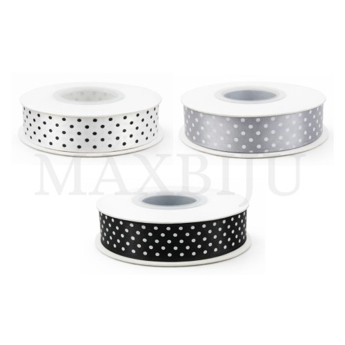 Satin Ribbon Roll with Polka Dots - 2.5CM