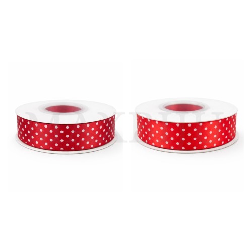 Satin Ribbon Roll with Polka Dots - 2.5CM