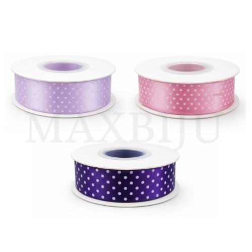 Satin Ribbon Roll with Polka Dots - 2.5CM