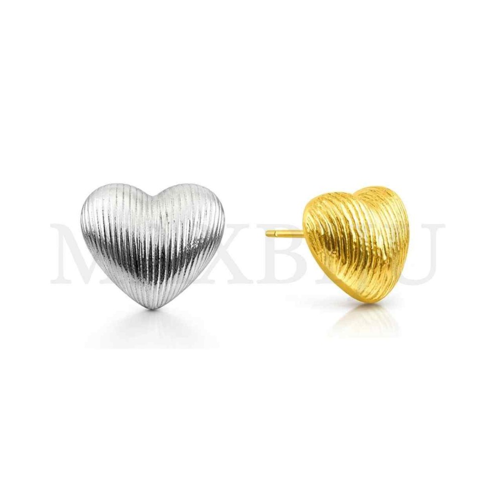 Rhodium Heart Earrings - 13x11mm