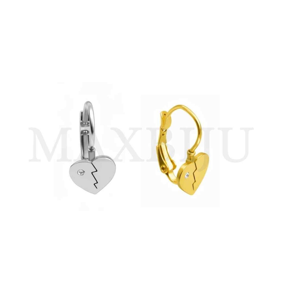 Steel Heart Earrings - 10x18mm