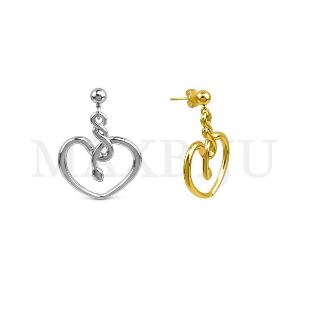 Steel Heart Earrings - 26x37mm