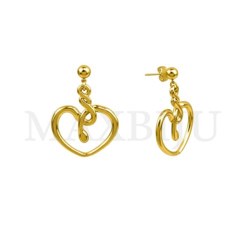 Steel Heart Earrings - 26x37mm