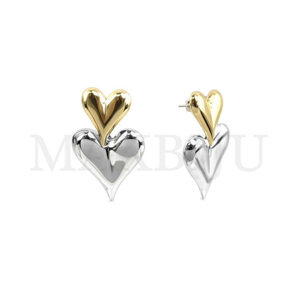 Steel Heart Earrings - 25x44mm