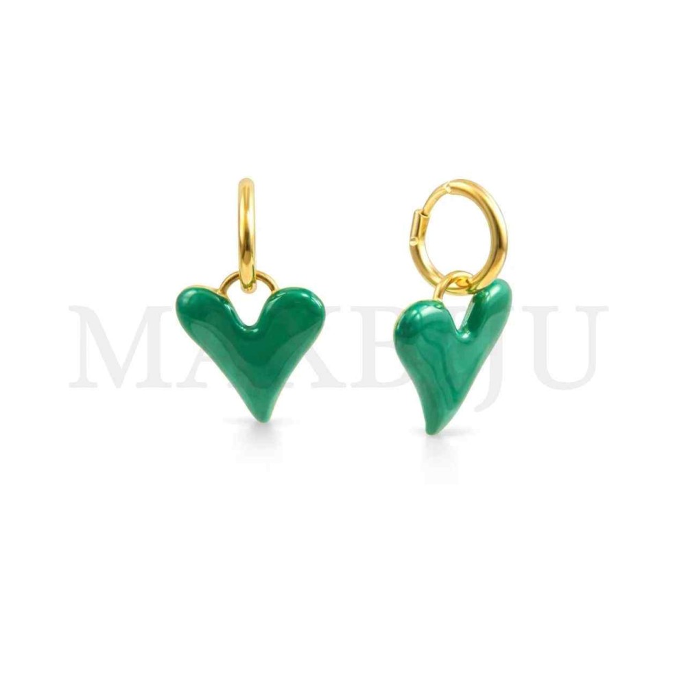 Steel Heart Earrings - 20x35mm