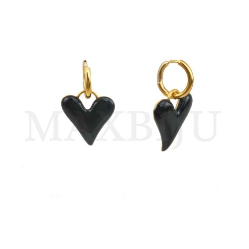 Steel Heart Earrings - 20x35mm