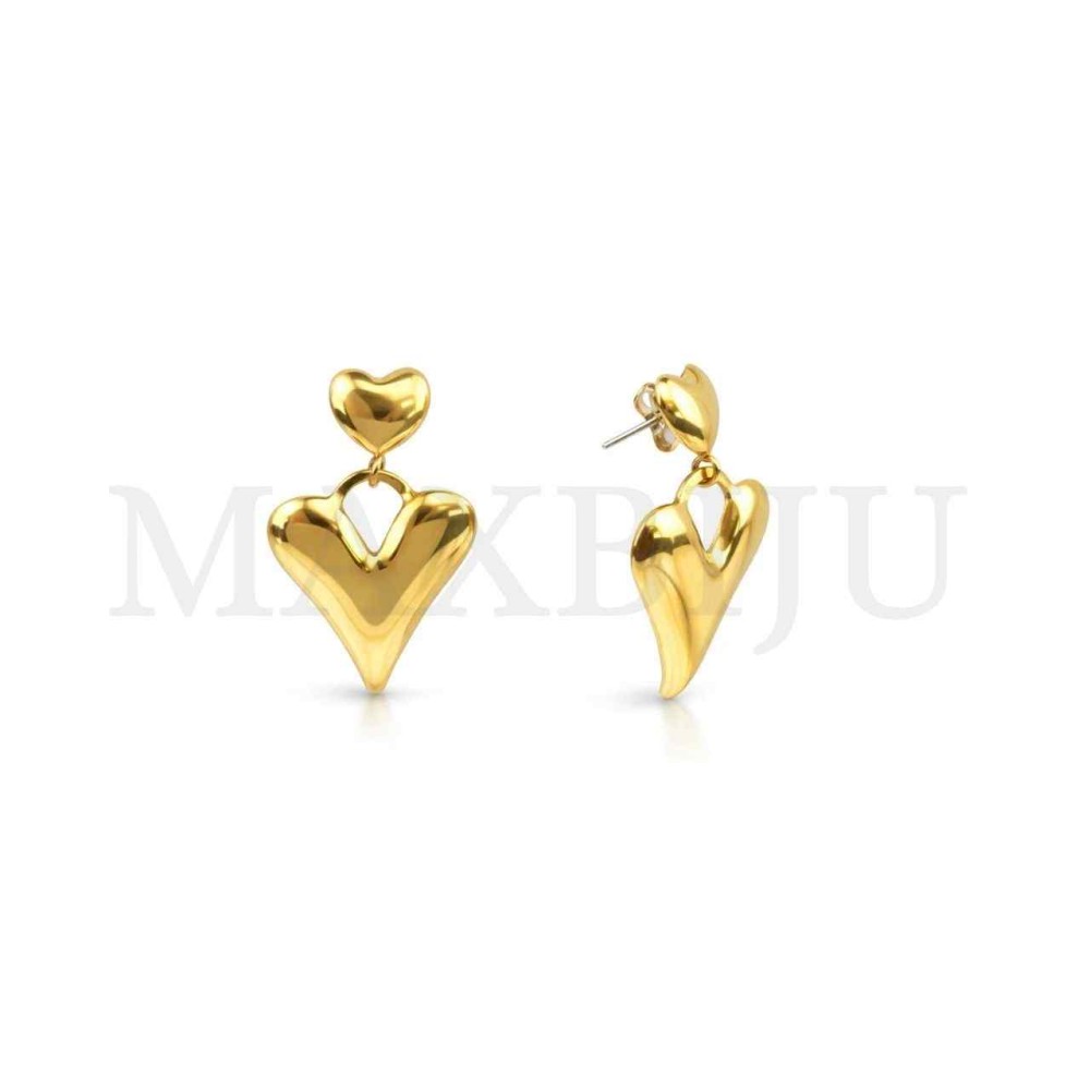 Steel Heart Earrings - 20x32mm