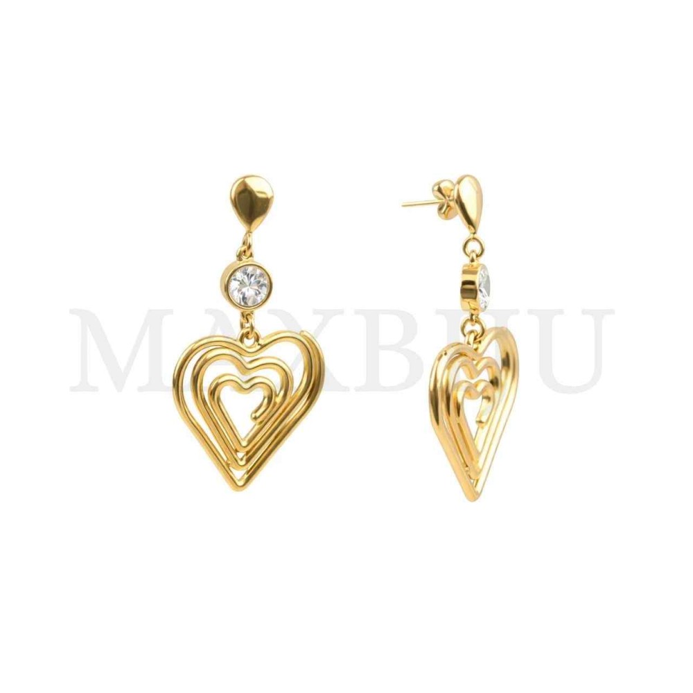 Steel Heart Earrings - 26x48mm