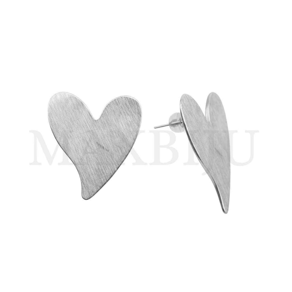 Steel Heart Earrings - 30x33mm