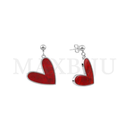 Steel Heart Earrings - 26x36mm