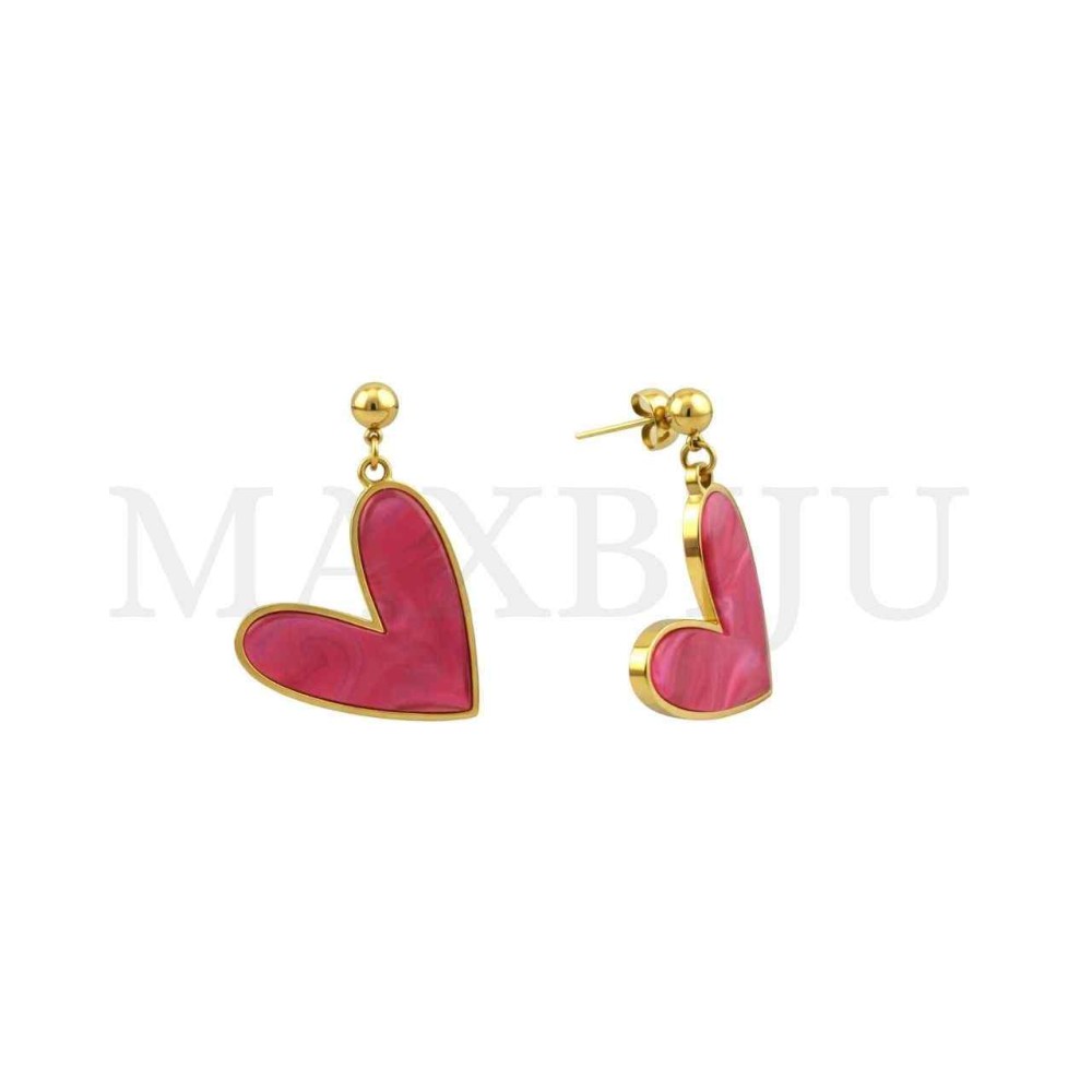 Steel Heart Earrings - 26x36mm