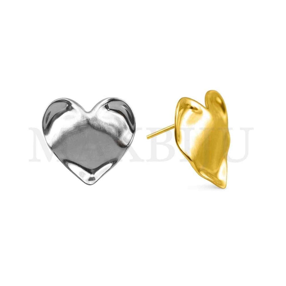 Steel Heart Earrings - 34x32mm