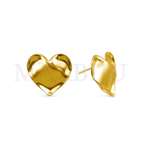 Steel Heart Earrings - 34x32mm