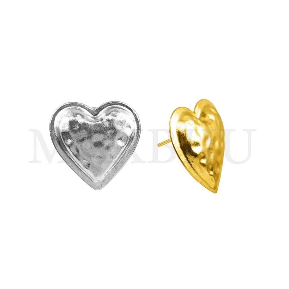 Steel Heart Earrings - 31x30mm