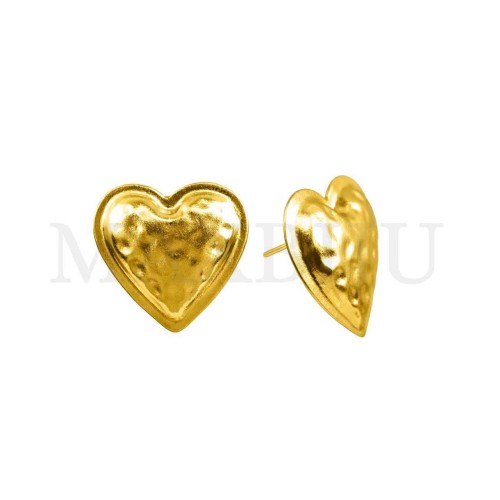 Steel Heart Earrings - 31x30mm