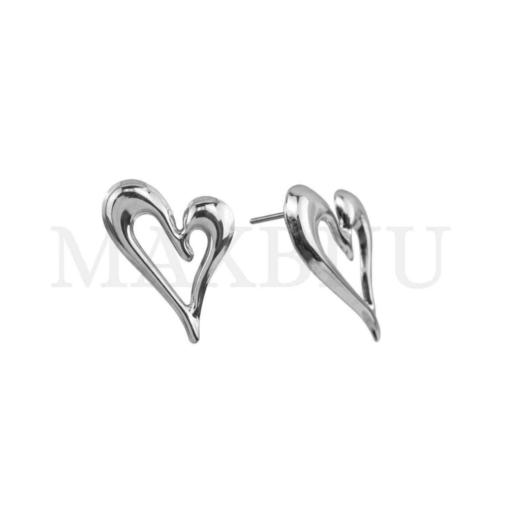 Heart Metal Earrings - 34x44mm