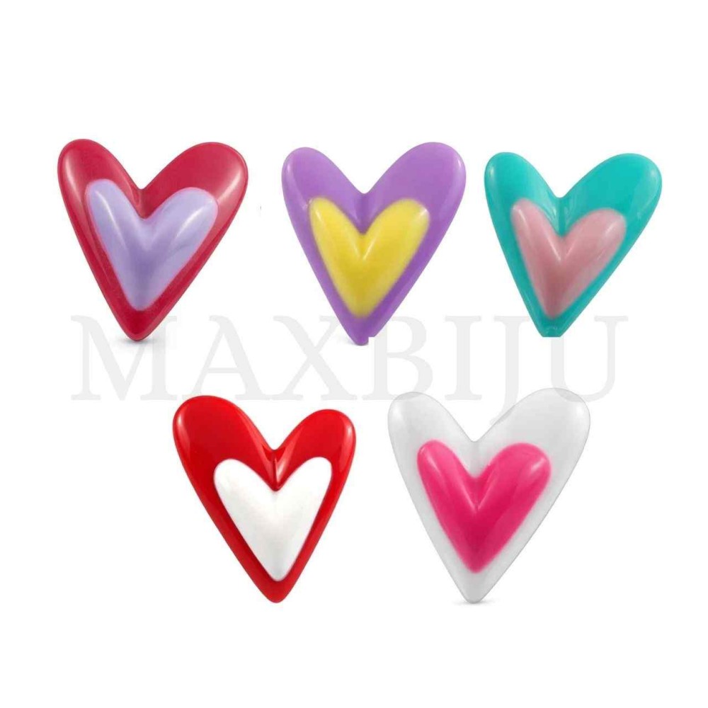 Heart Resin Earrings - 34x37mm