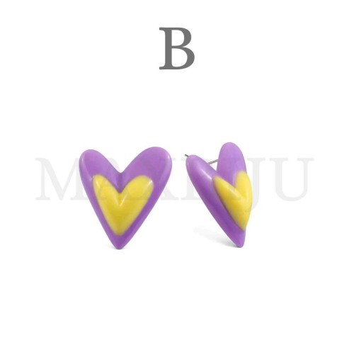 Heart Resin Earrings - 34x37mm