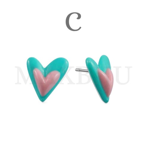 Heart Resin Earrings - 34x37mm