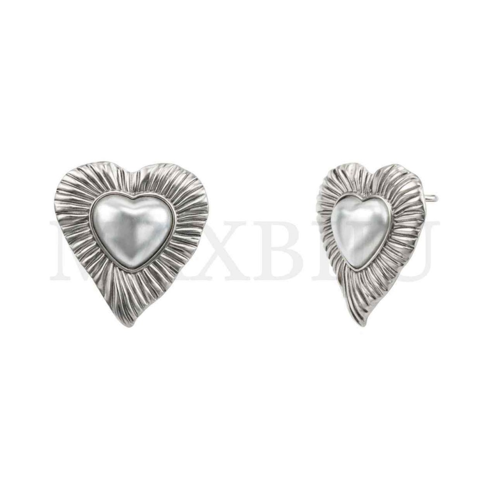 Heart-shaped metal clip-on earrings - 39x40mm
