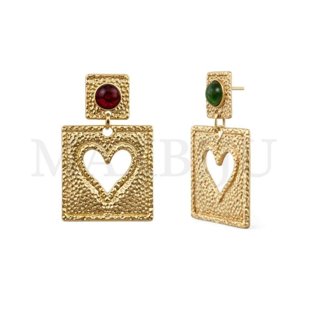 Heart Metal Earrings - 41x62mm