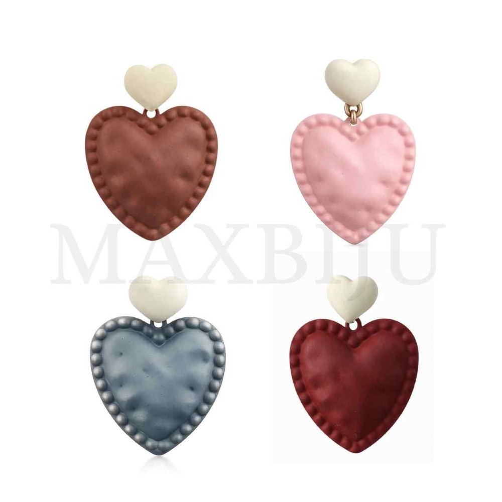 Heart Metal Earrings - 50X60mm