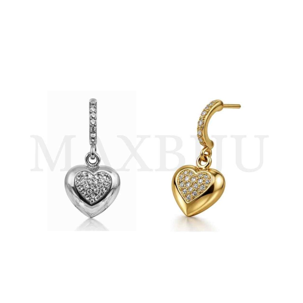 Heart Metal Earrings - 15x32mm